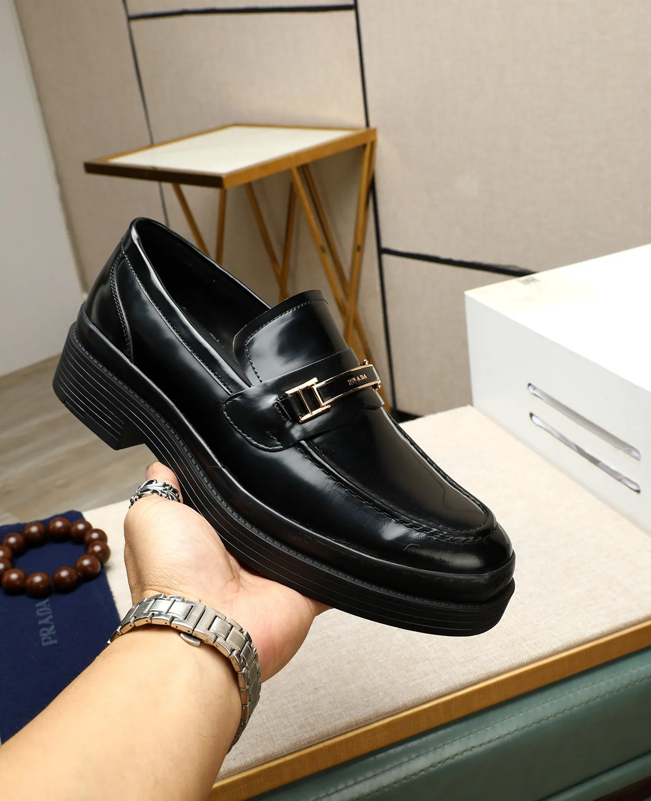 Men's men's shoes 💰540 (water-dyed cow leather) 📛📛PRADA high-end counter's latest formal business leather shoes 👔original and highest quality! Imported from Italy 🇮🇹 first-layer calfskin fabric ➕ cowhide lining Original outsole Formal size: 38➖44 (45 customized)